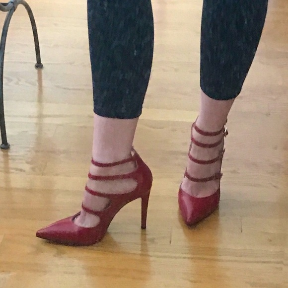 Cavallini Italian red leather strappy heels size 7 - Picture 3 of 7